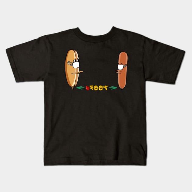 Social distancing Hot Dog Kids T-Shirt by huebucket